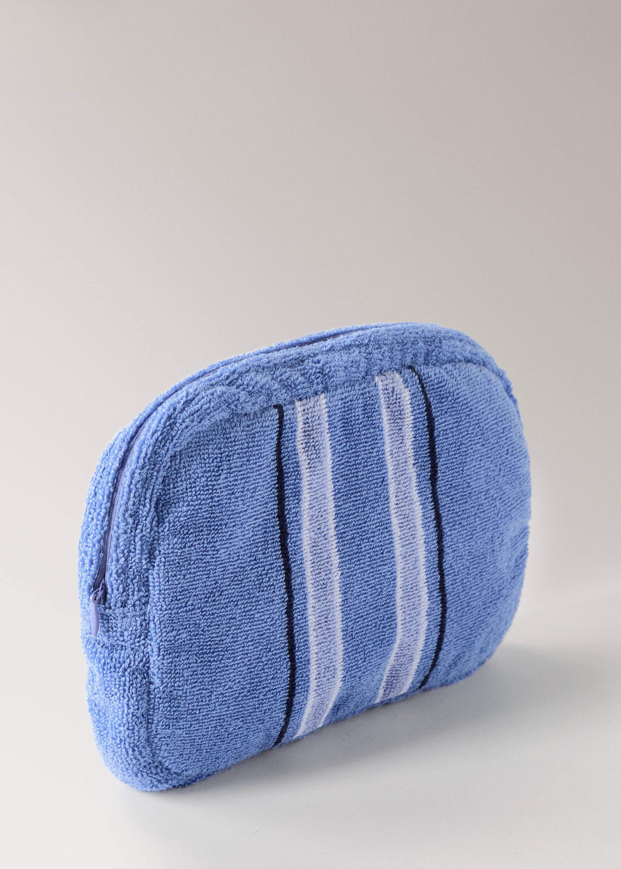 Multi-striped towel-effect cotton cosmetics bag - Details of the article 1