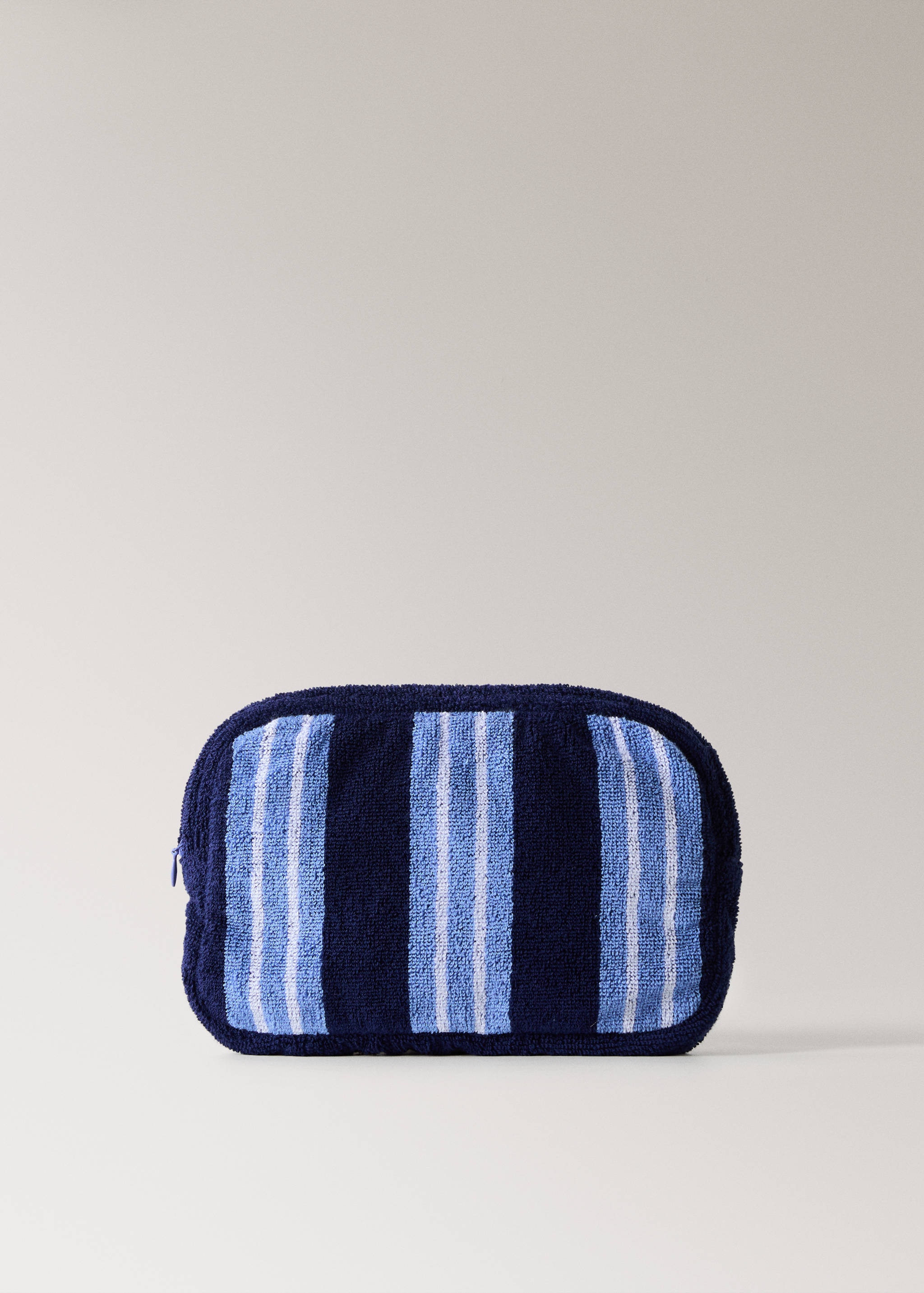 Multi-striped towel-effect cotton cosmetics bag - Article without model