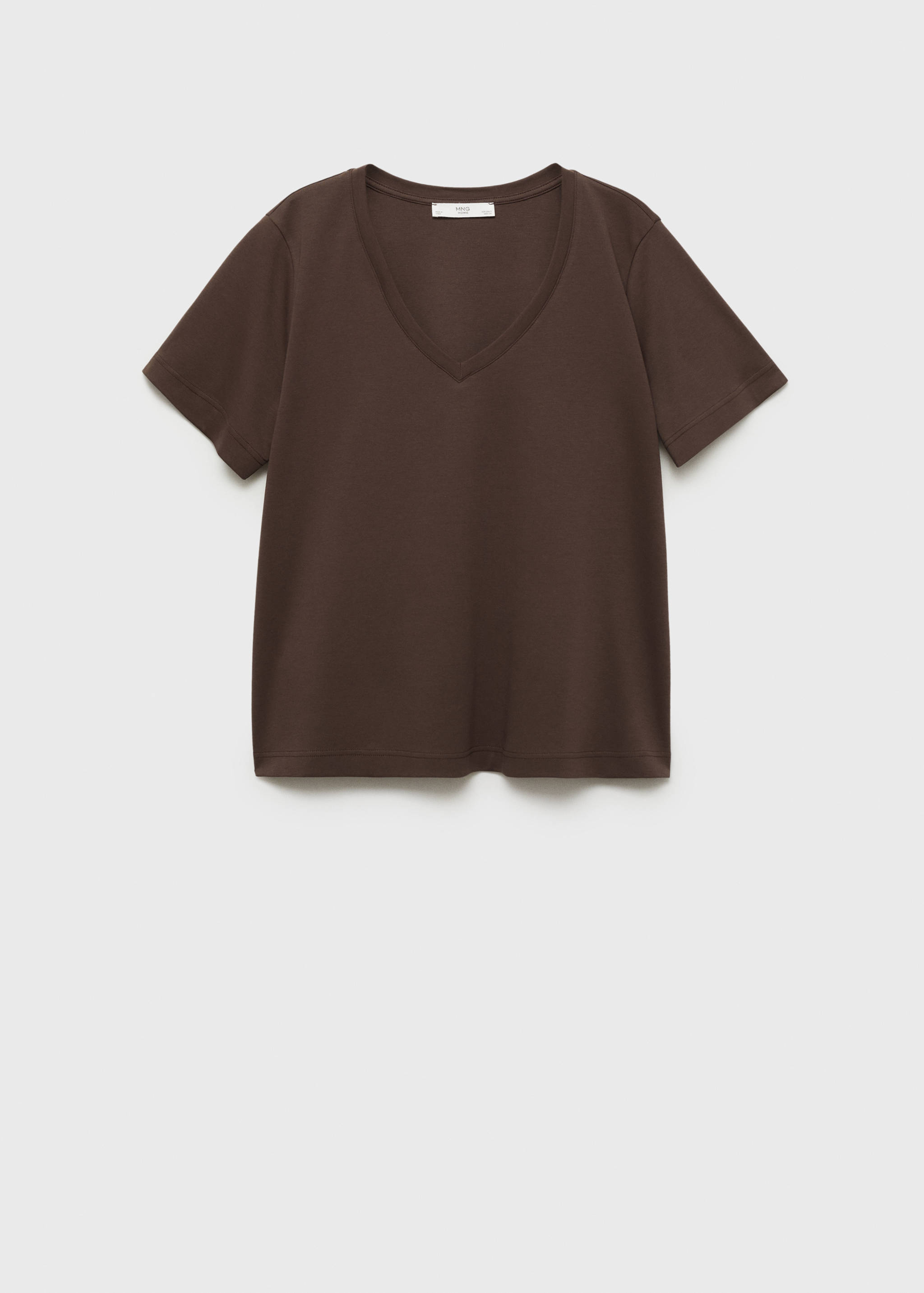 Plain V-neck cotton pyjama t-shirt - Article without model