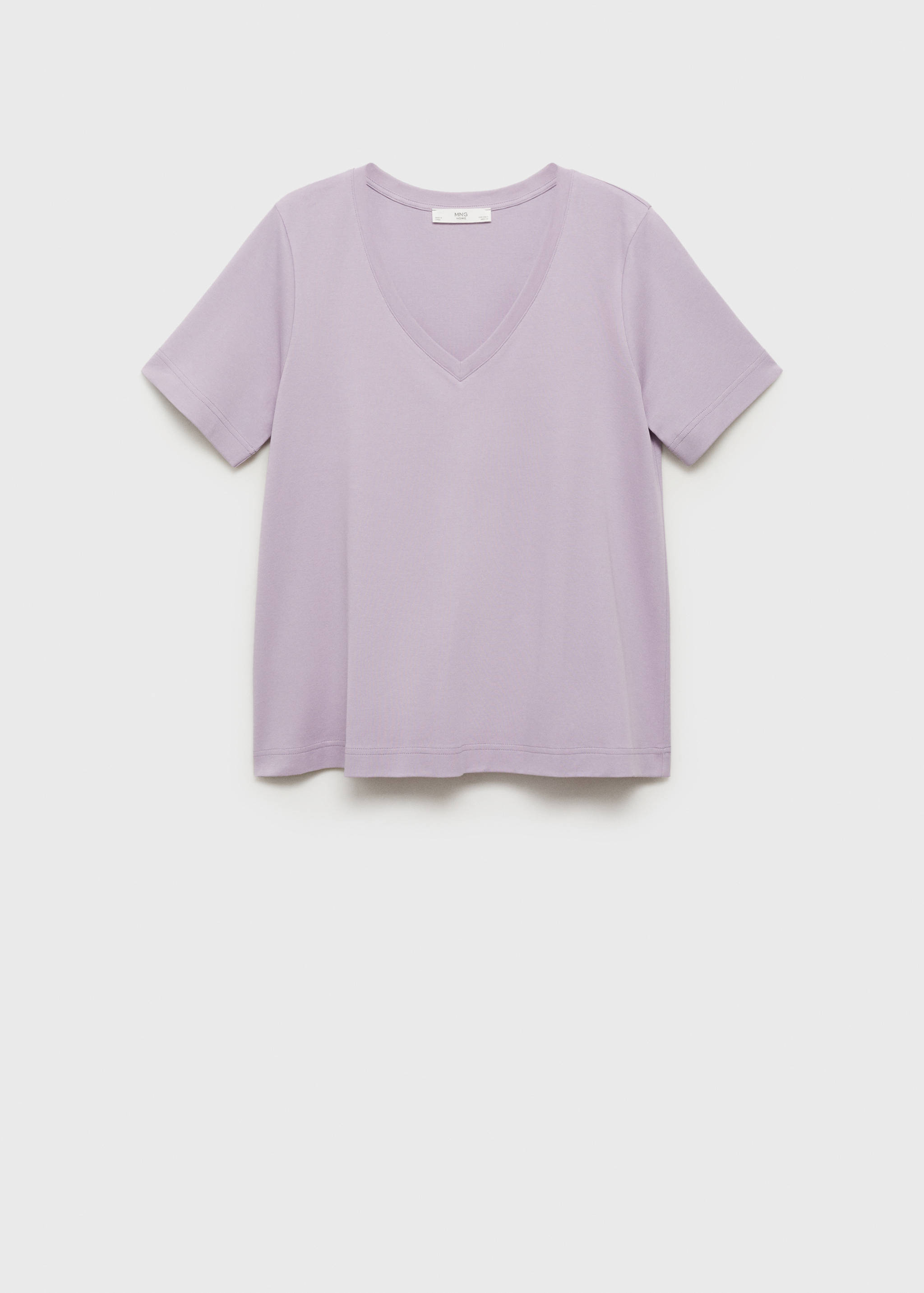 Plain V-neck cotton pyjama t-shirt - Article without model
