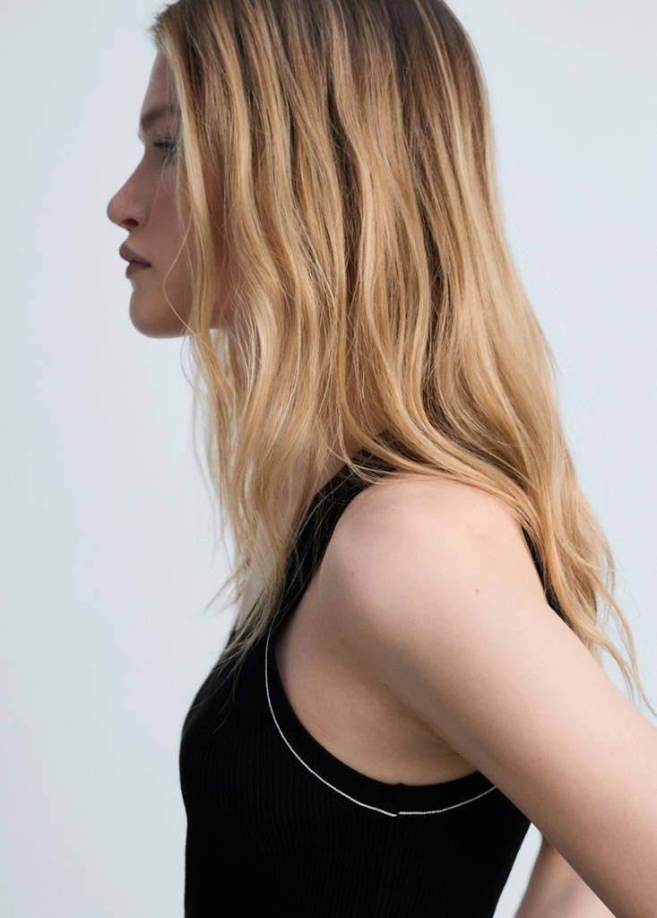 Ribbed top with contrasting trim — Black