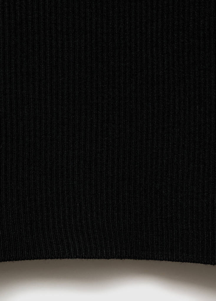 Ribbed top with contrasting trim — Black
