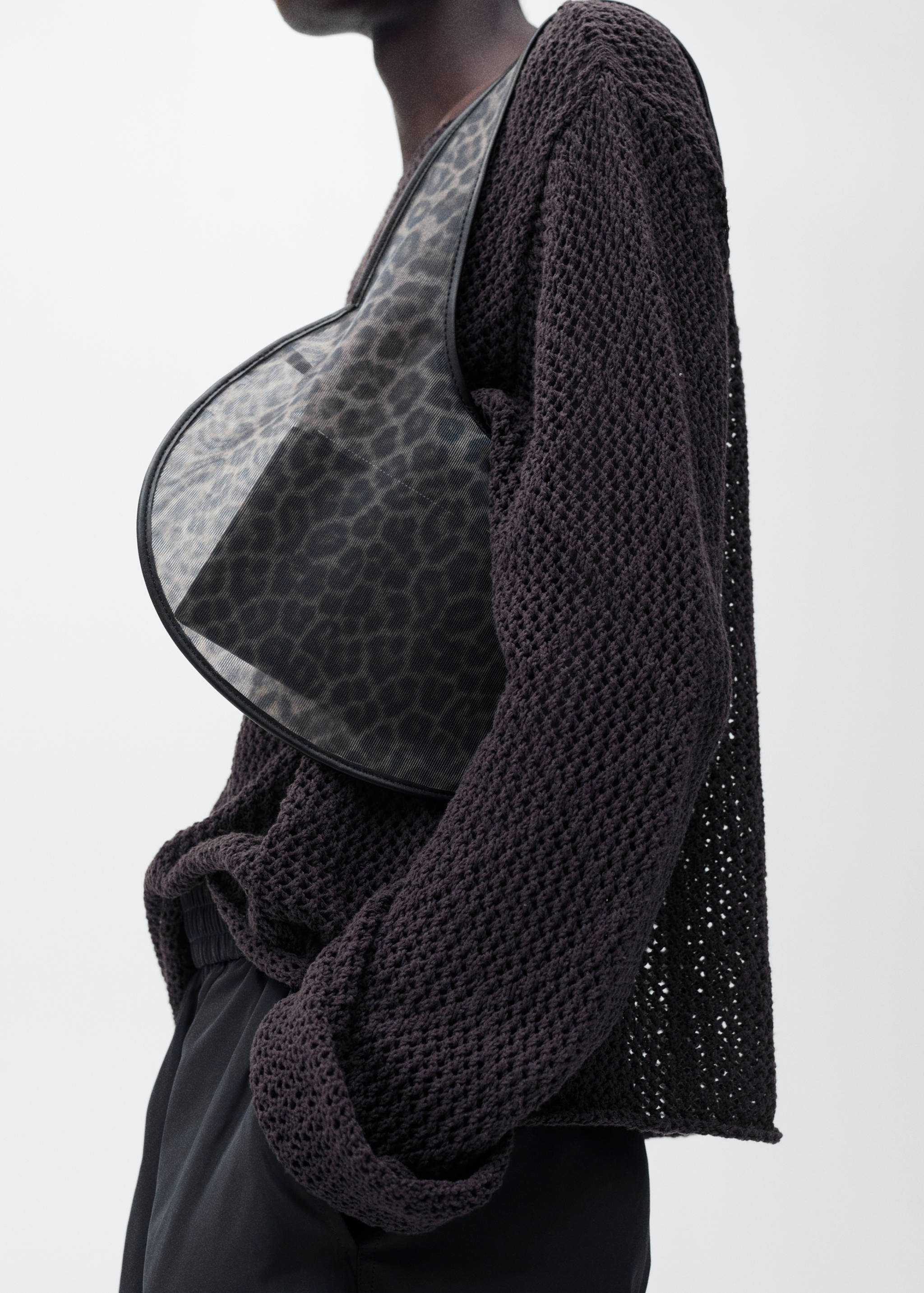 Semi-transparent animal-print handbag - General plane