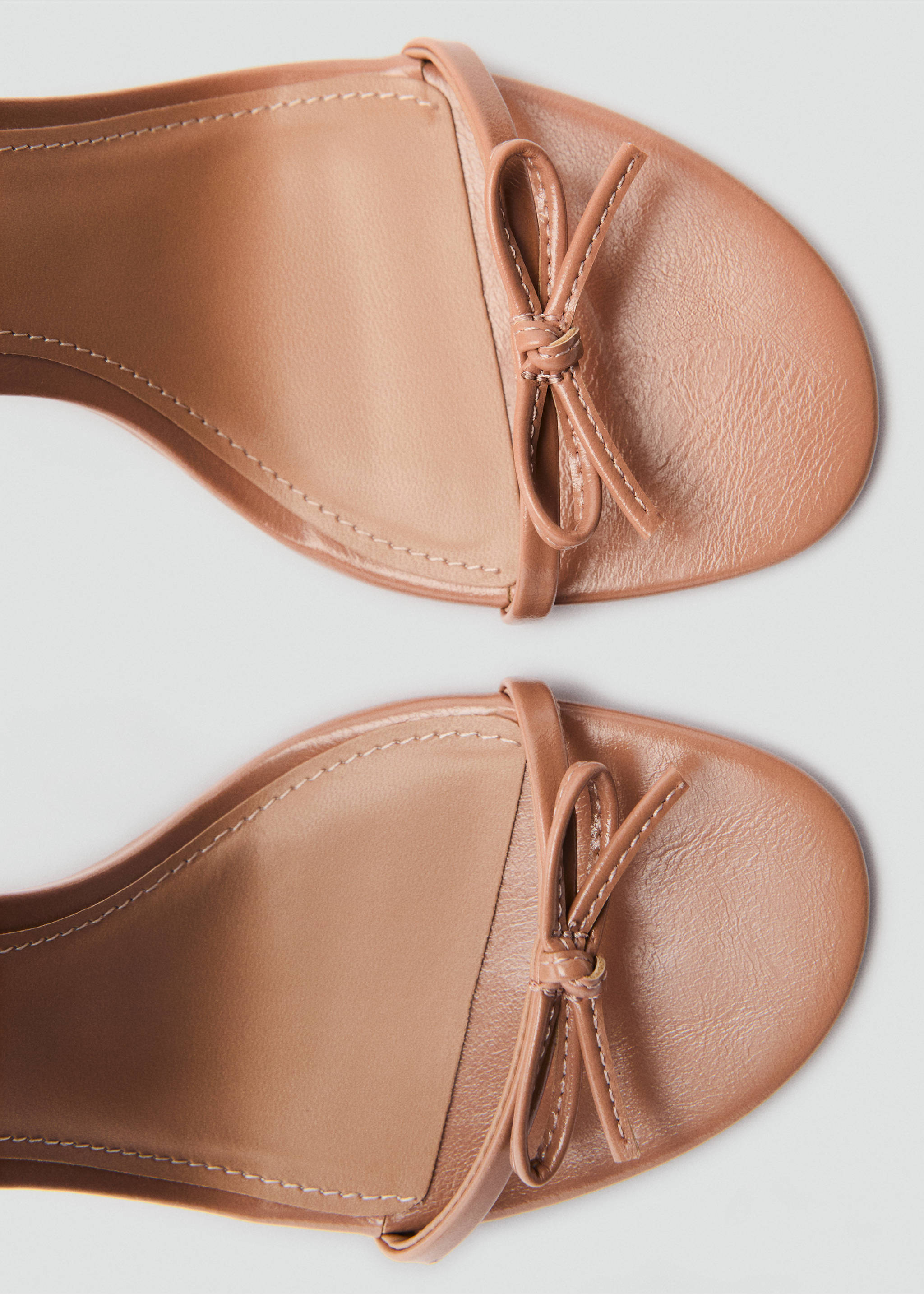 Strappy heeled sandals with bow detail - Details of the article 1, Nude. Ref: 87064077-00.