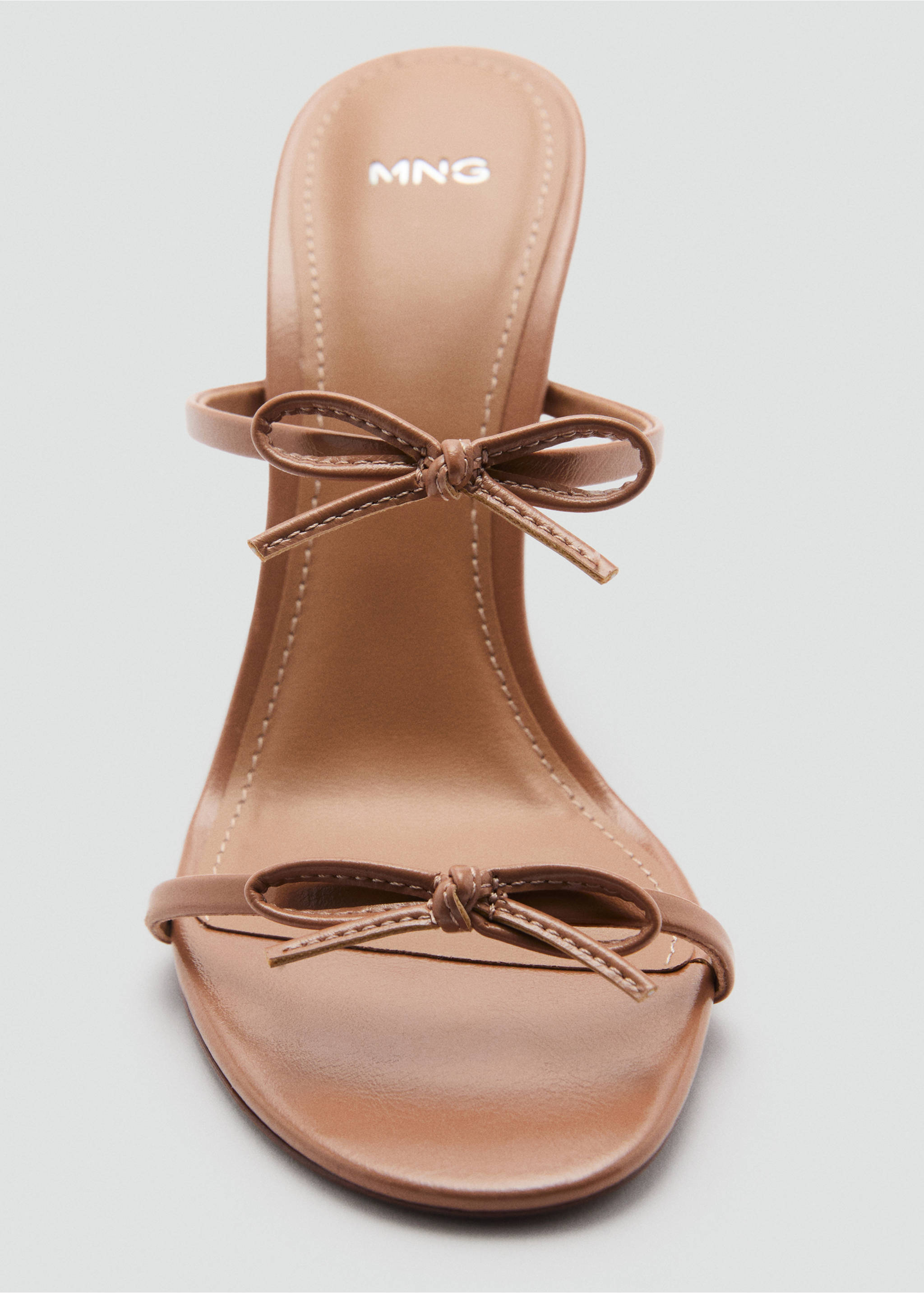 Strappy heeled sandals with bow detail - Details of the article 3, Nude. Ref: 87064077-00.