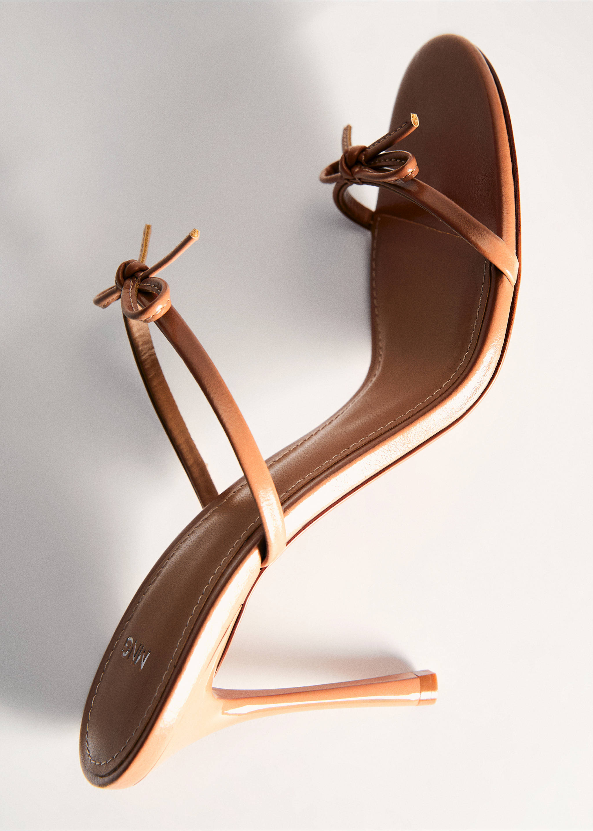 Strappy heeled sandals with bow detail - Details of the article 5, Nude. Ref: 87064077-00.