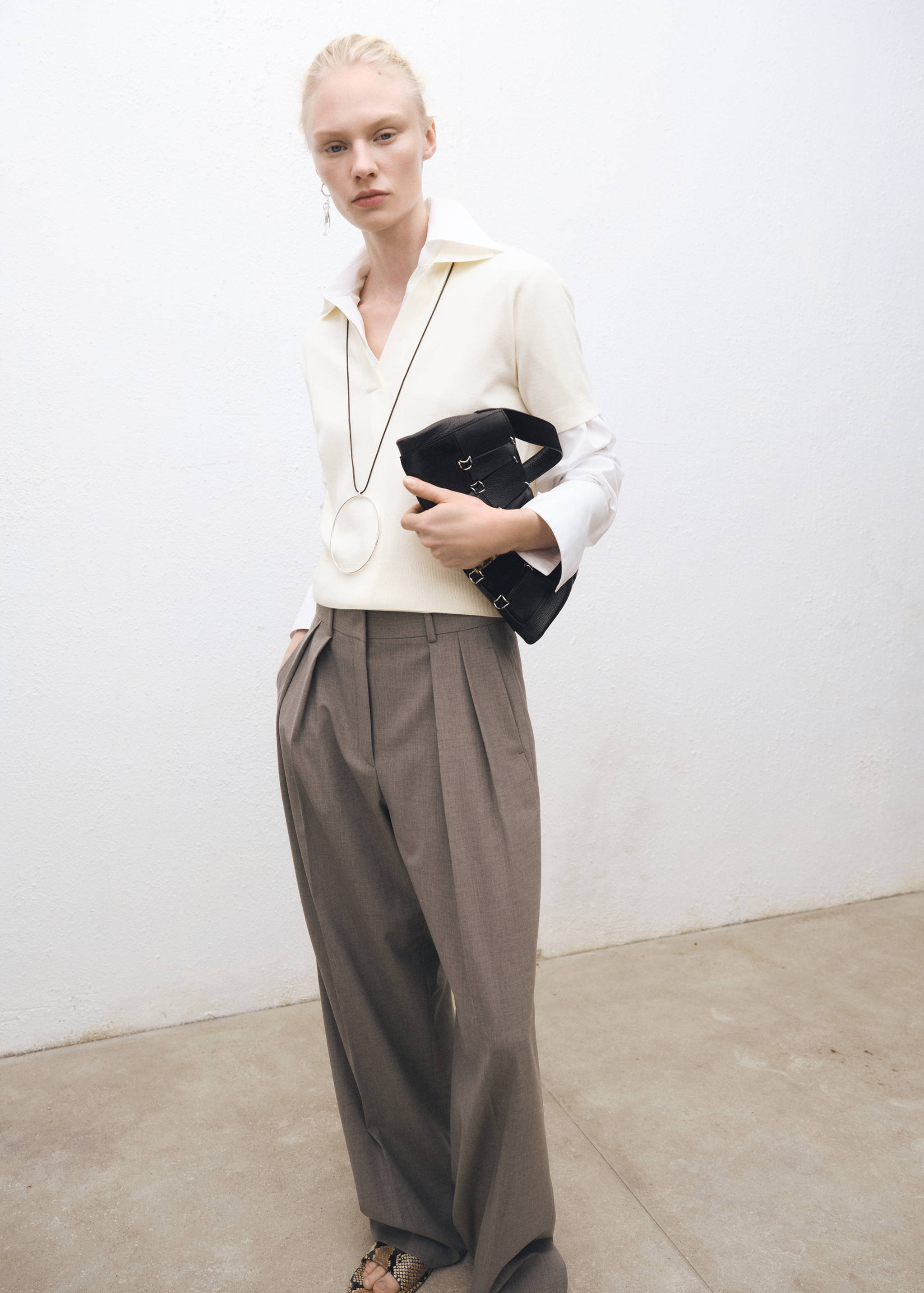 Pull col polo en laine mélangée - Plan général