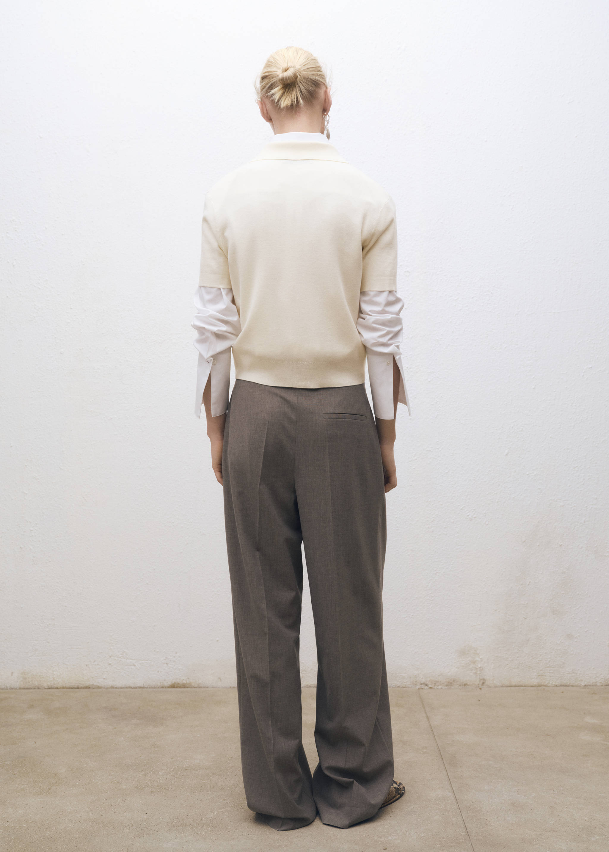 Pull col polo en laine mélangée - Verso de l’article