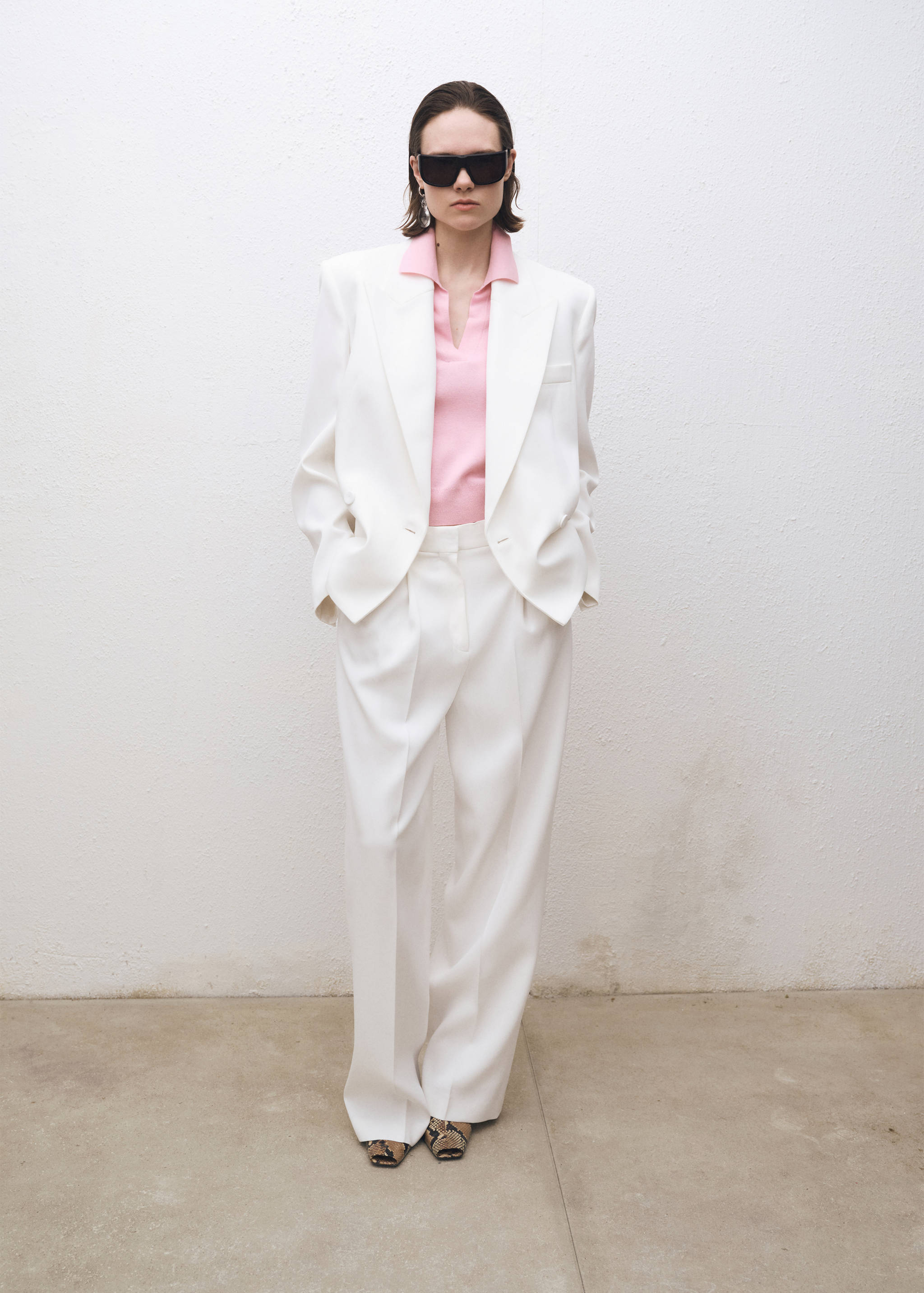 Pull col polo en laine mélangée - Plan général