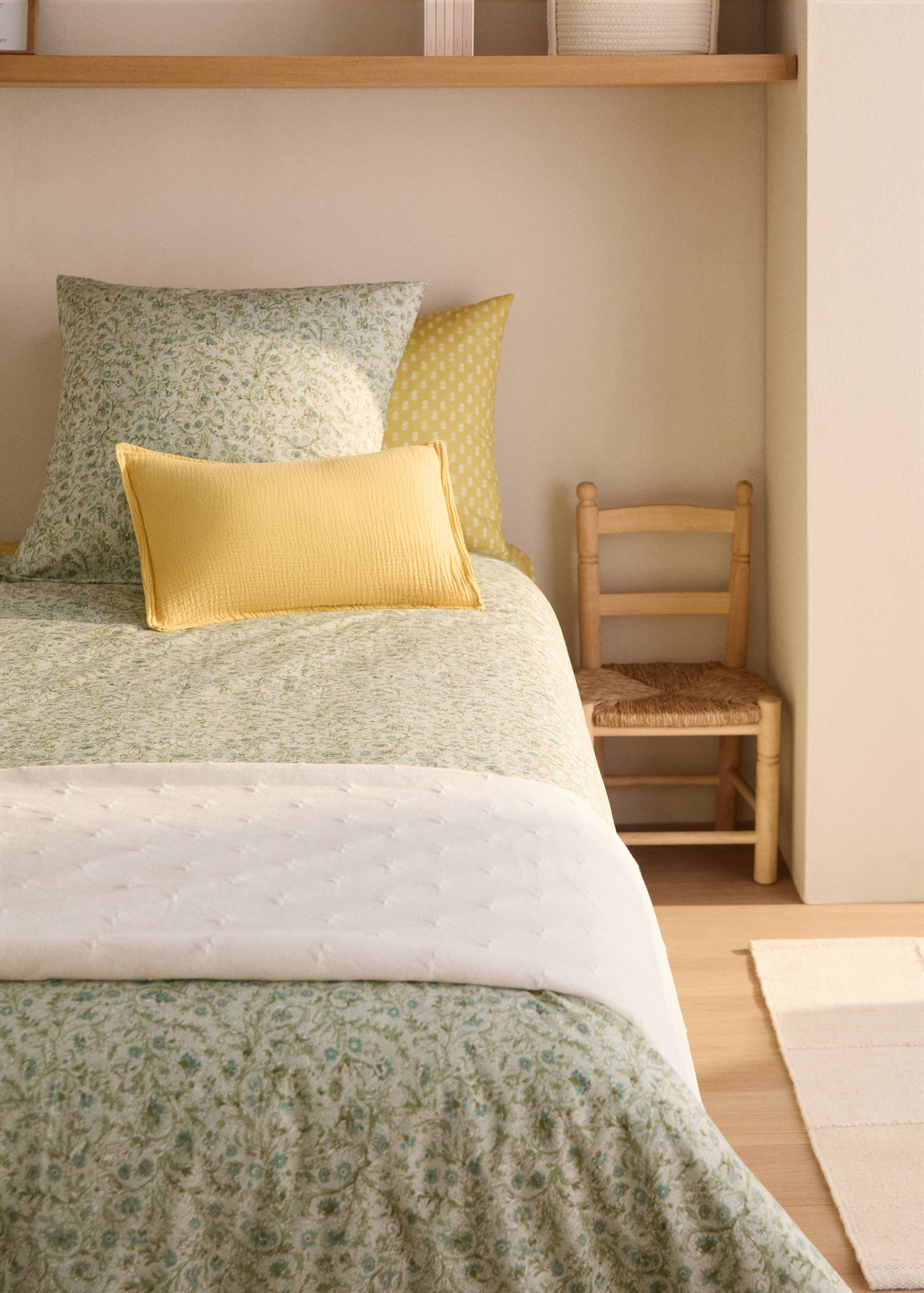 Housse de couette enfant  percale de coton imprimé fleuri lit 90 cm - Plan général