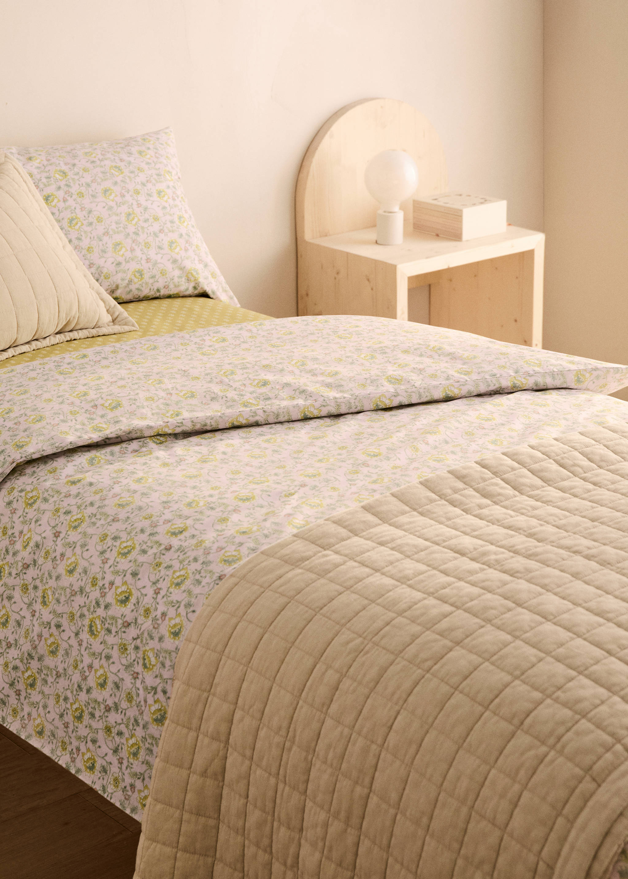 Housse de couette enfant  percale de coton imprimé fleuri lit 90 cm - Plan général