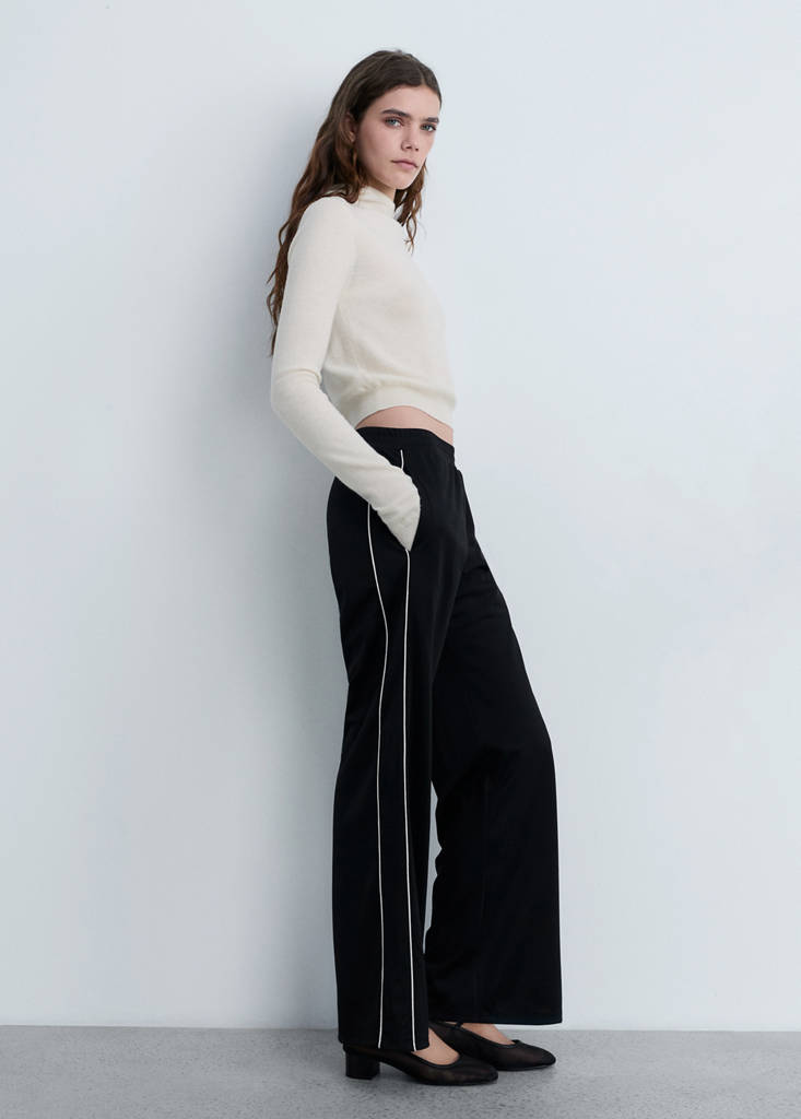 MANGO - Pantalon de jogging rayures contrastées noir - L