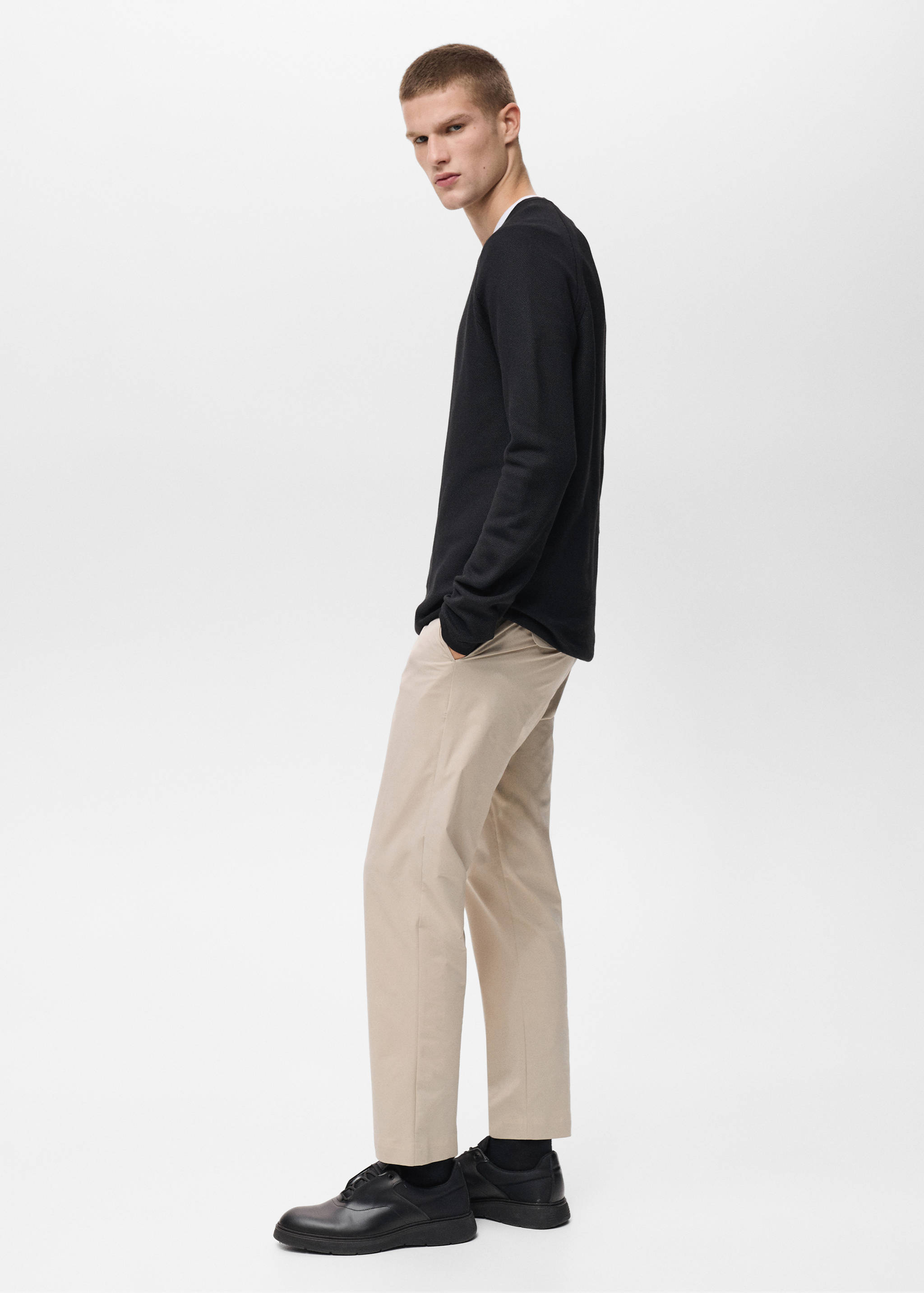 Stretch fabric slim-fit pants with drawstring - Details of the article 2