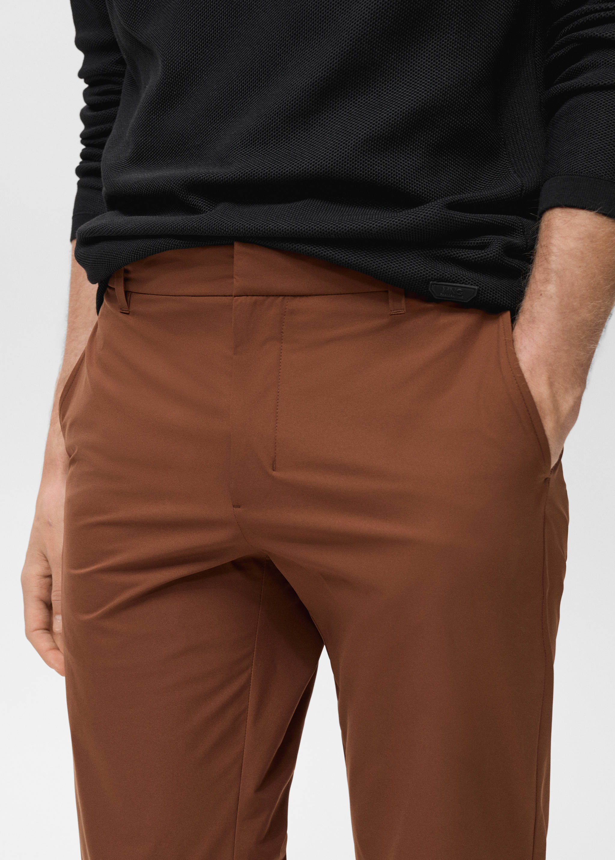 Stretch fabric slim-fit pants with drawstring - Details of the article 1