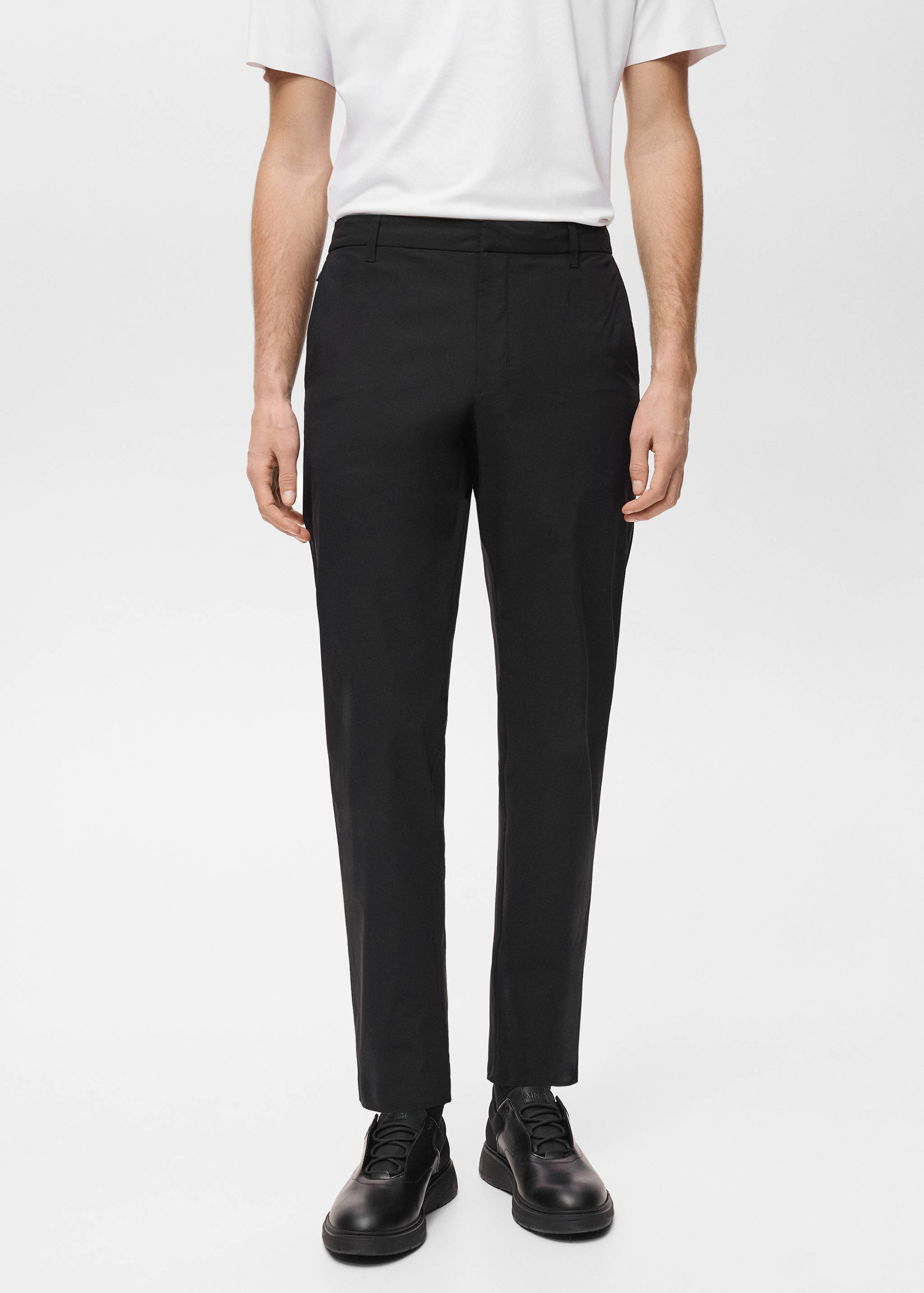 Stretch fabric slim-fit pants with drawstring - Medium plane
