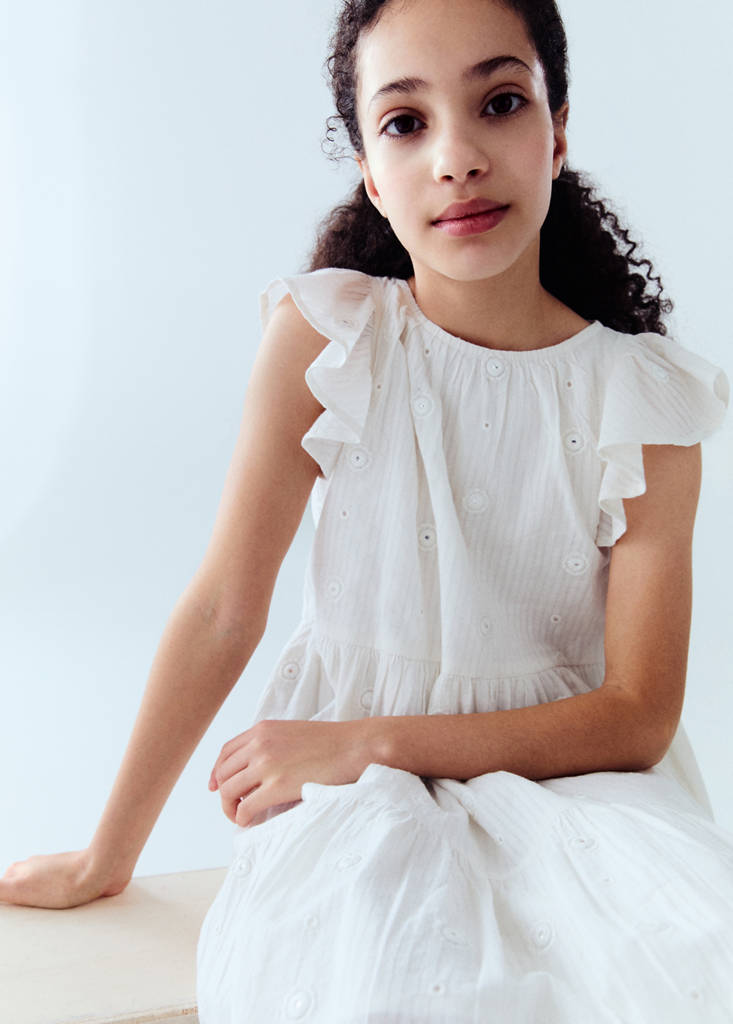 Polka-dots cotton dress — Off White