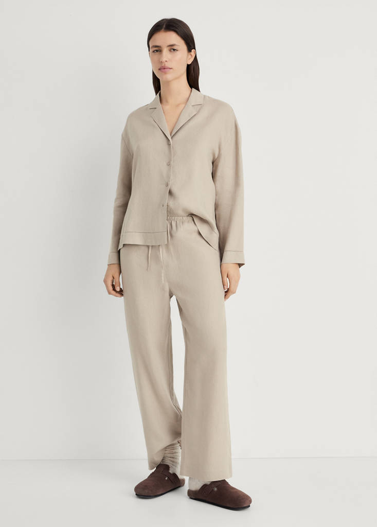 Linen-blend shirt — Sand