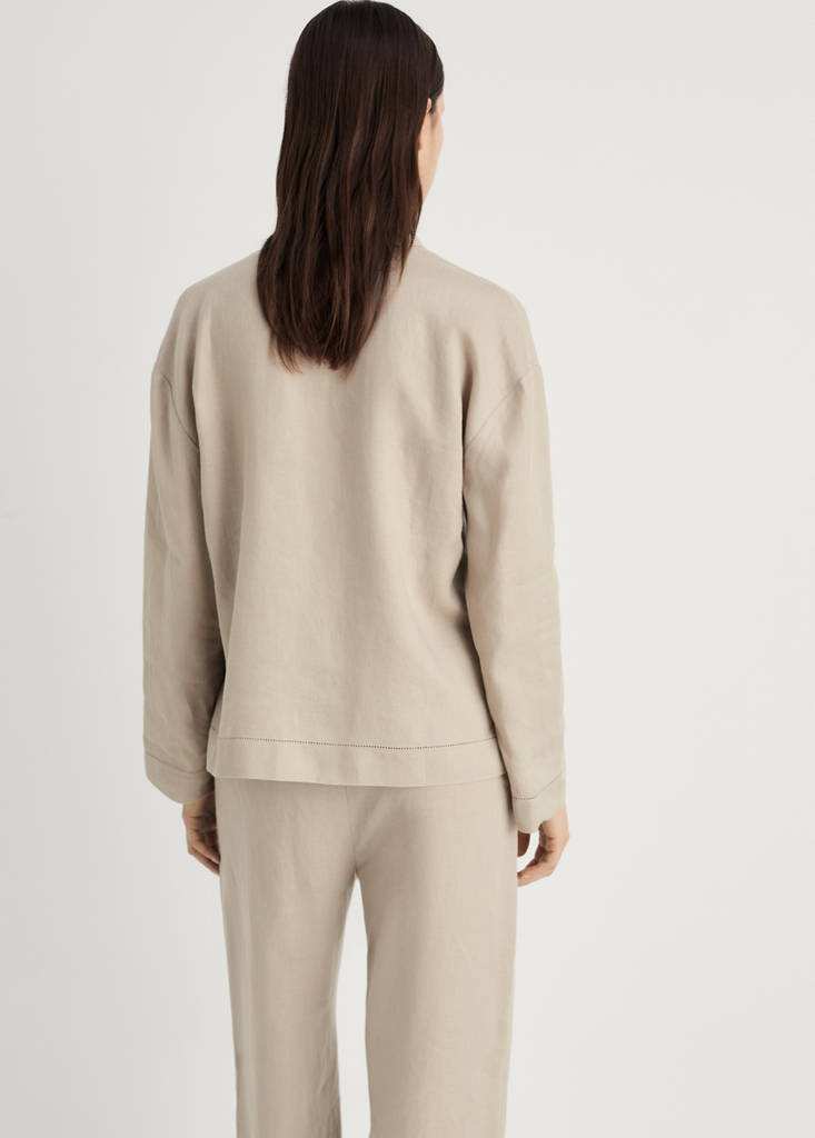 Linen-blend shirt — Sand