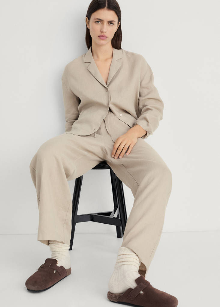 Linen-blend shirt — Sand