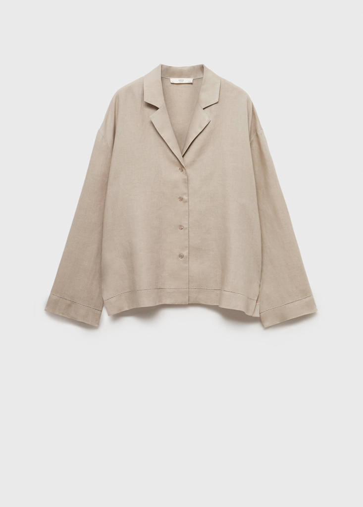 Linen-blend shirt — Sand