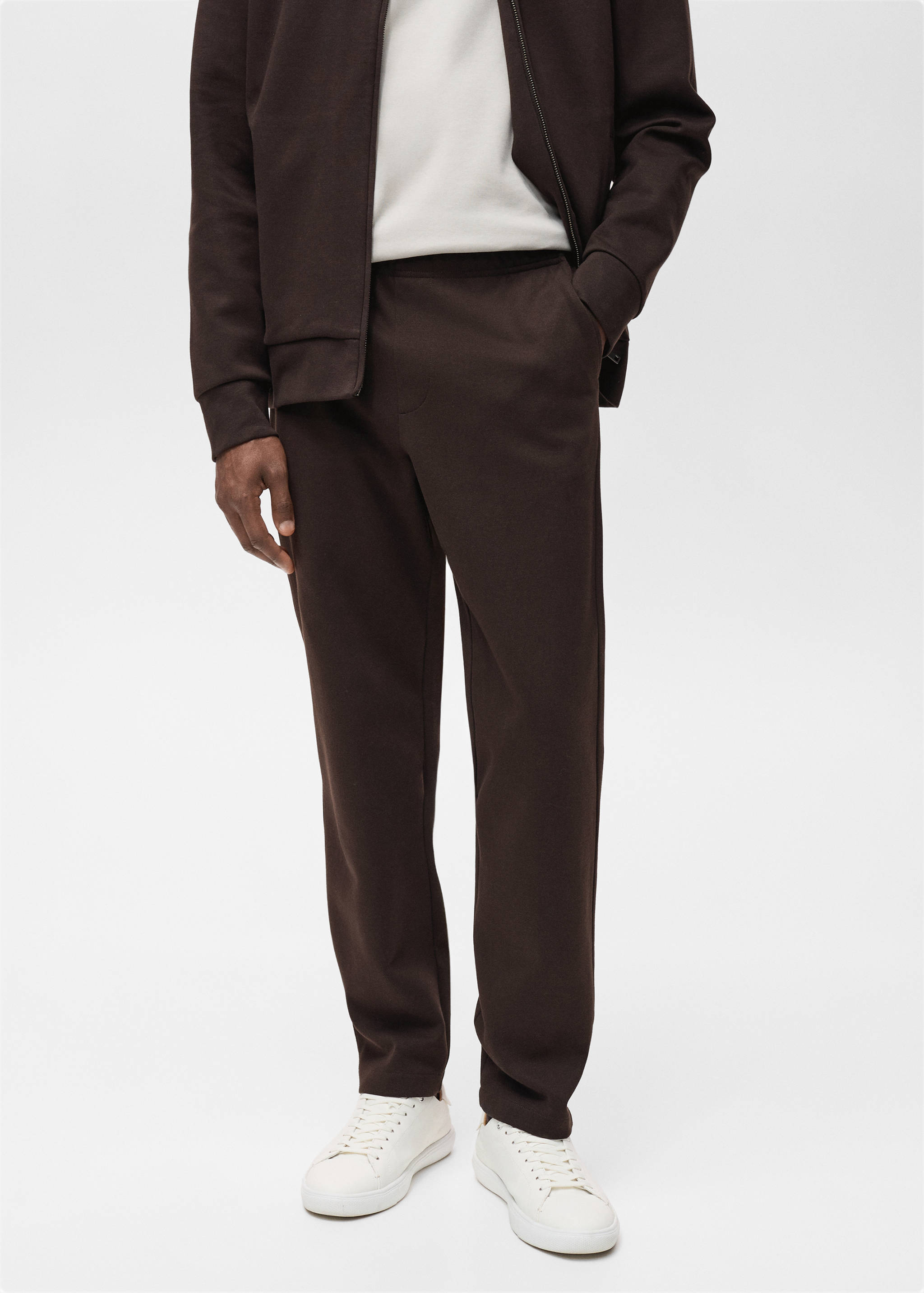 Cotton joggers with elastic waist - Medium plane