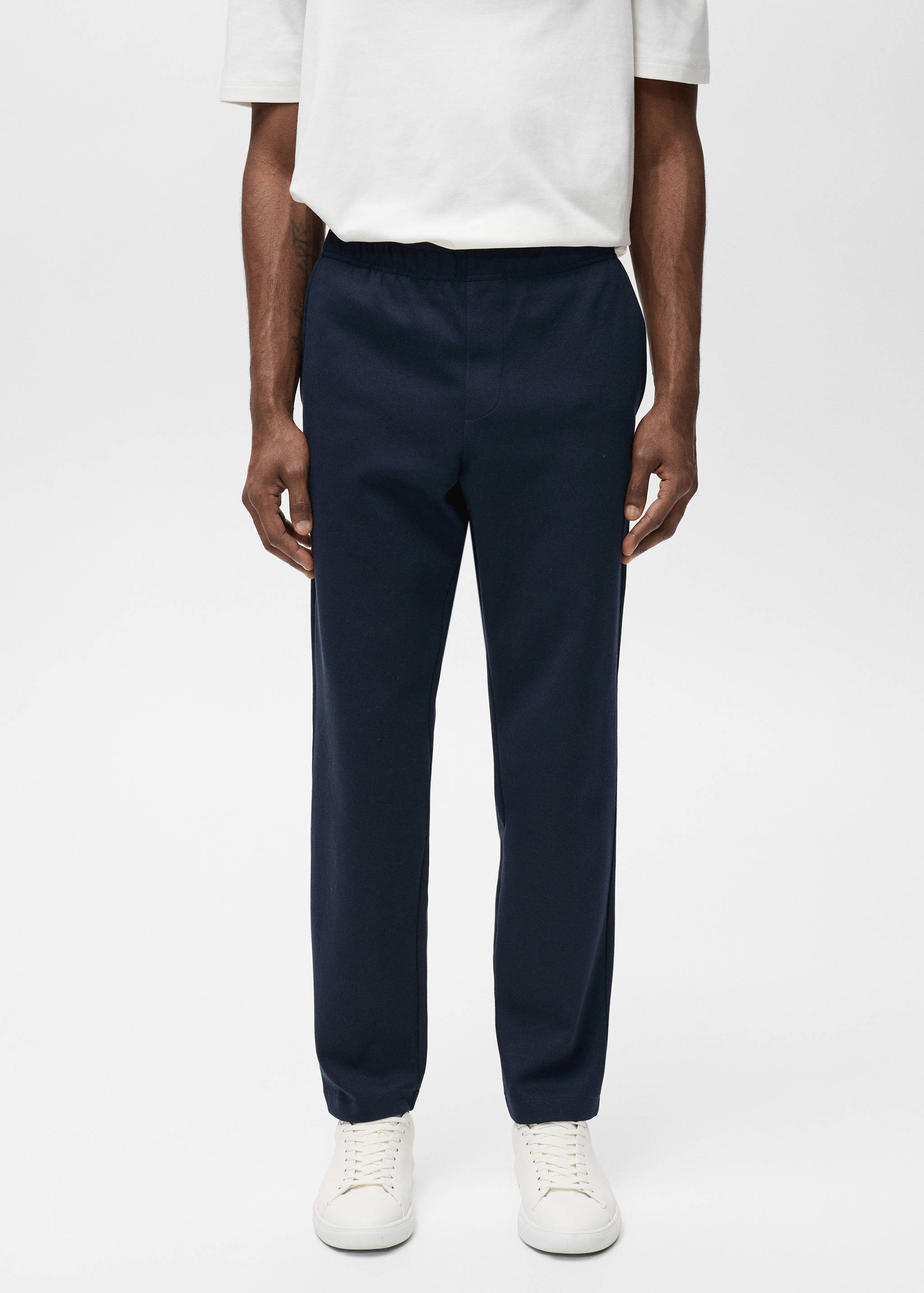 Cotton joggers with elastic waist - Medium plane