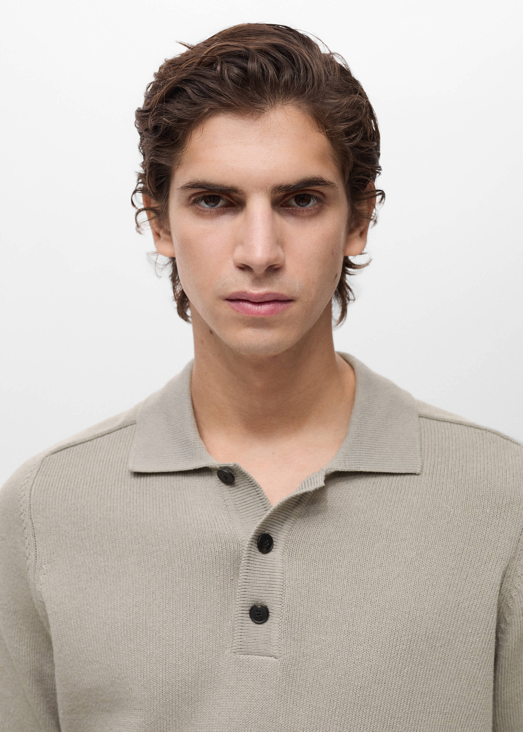 Cotton knitted polo shirt - Details of the article 1