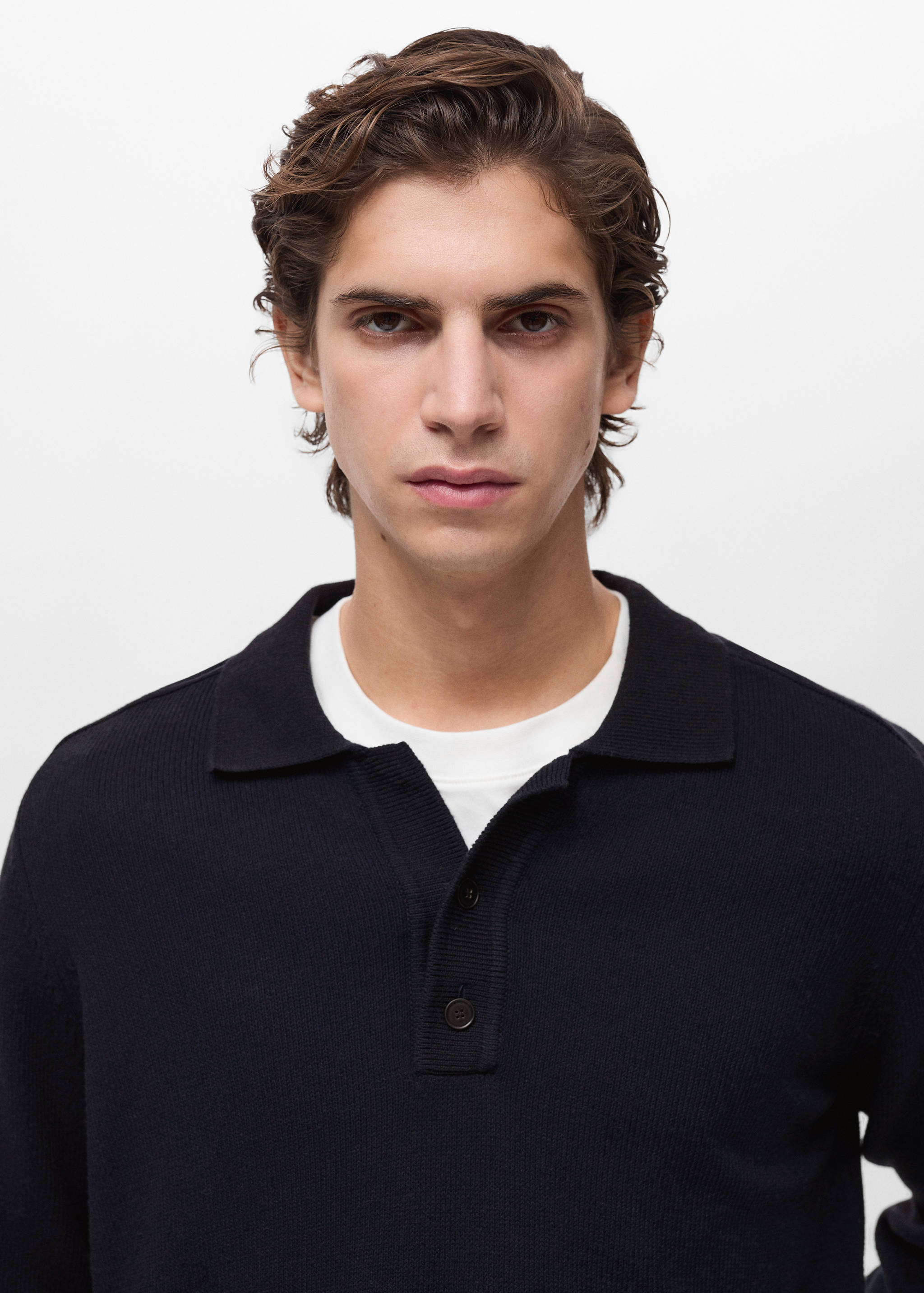 Cotton knitted polo shirt - Details of the article 1