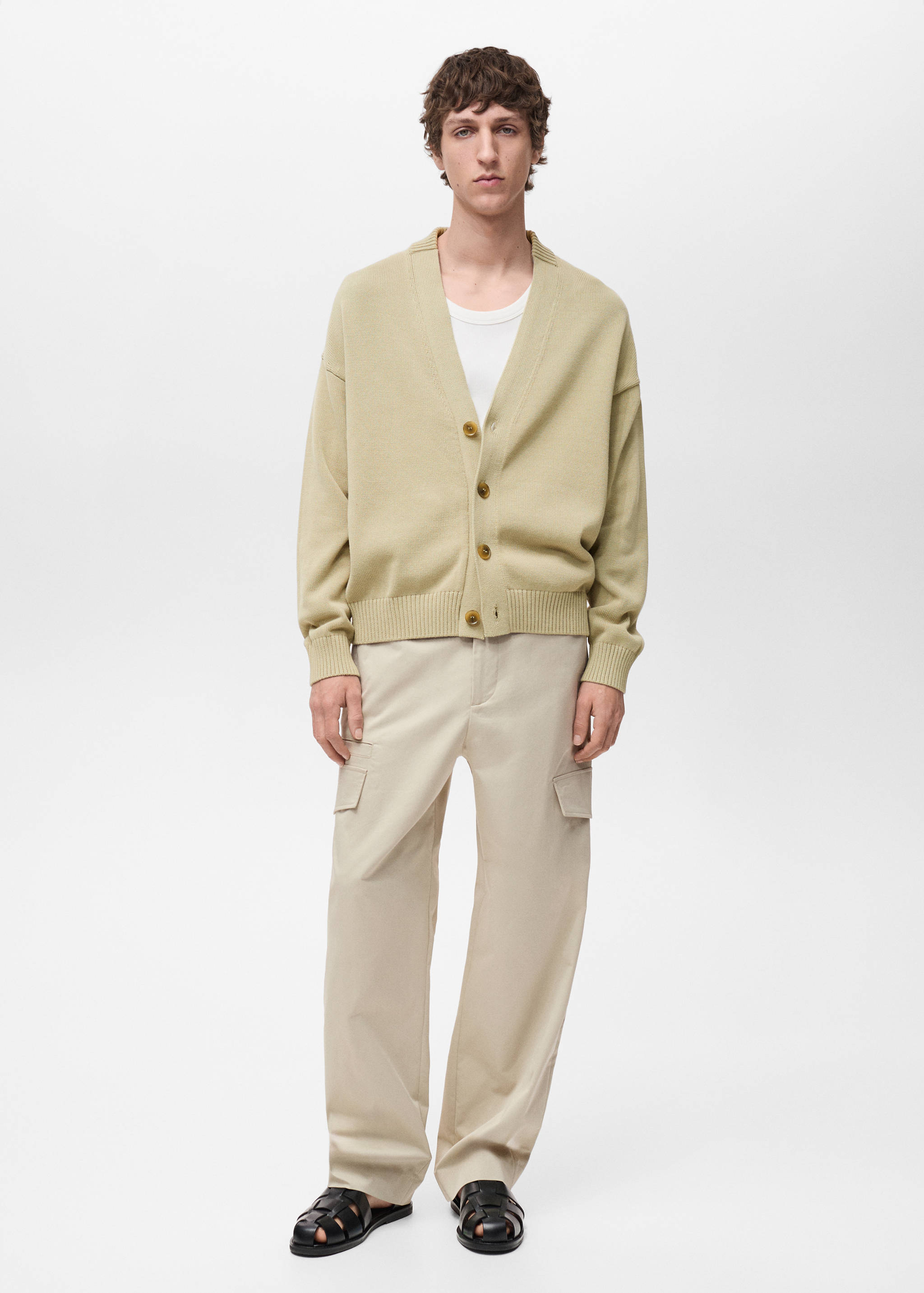 Knitted cotton cardigan with buttons - General plane