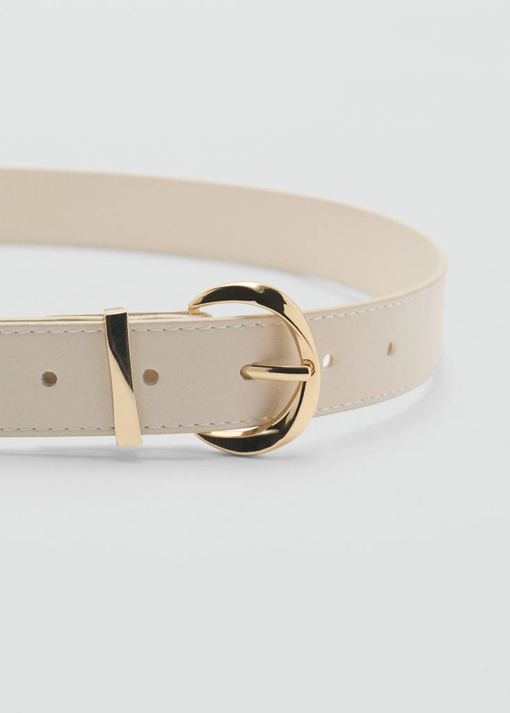 Oval buckle belt — Ecru
