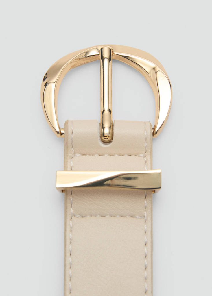 Oval buckle belt — Ecru