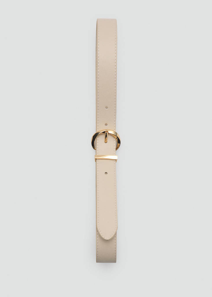 Oval buckle belt — Ecru