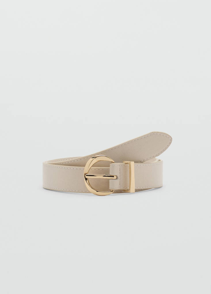 Oval buckle belt — Ecru