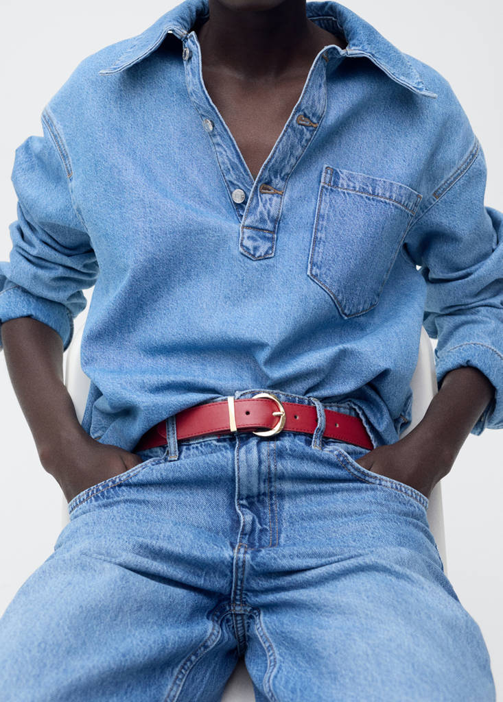 Oval buckle belt — Red