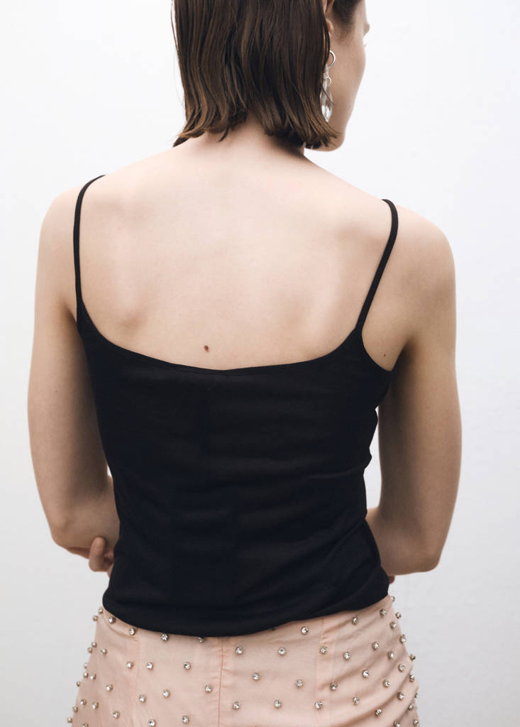 Silk top with thin straps — Black