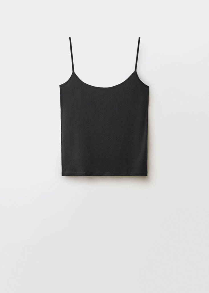 Silk top with thin straps — Black