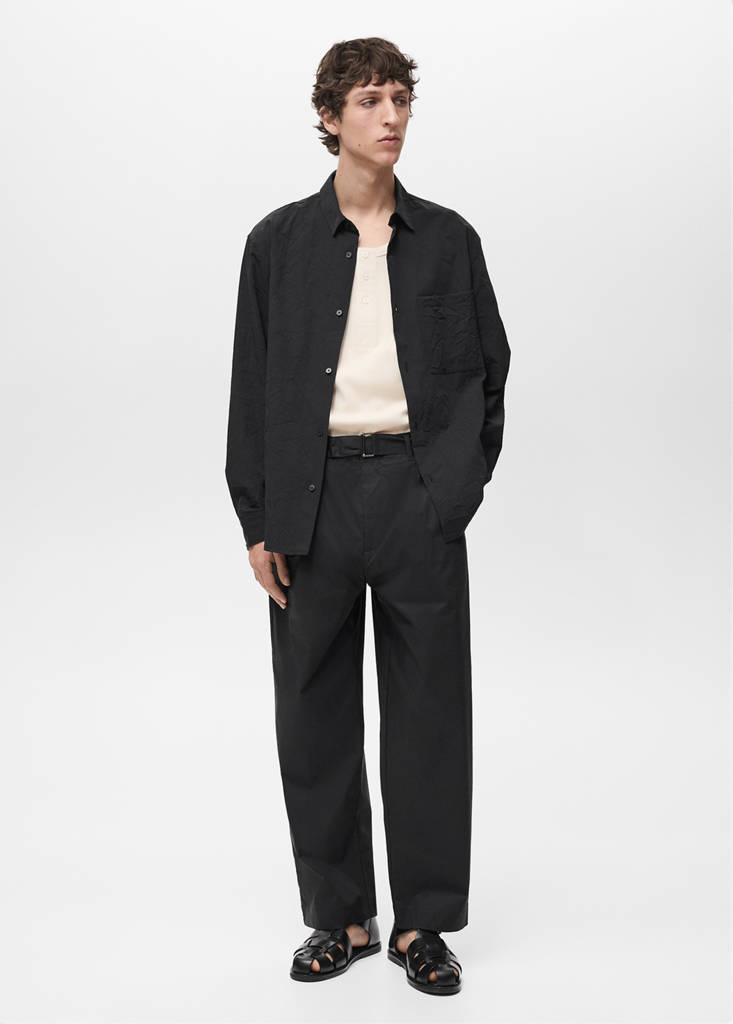 MANGO MAN - Chemise effet froissé noir - L