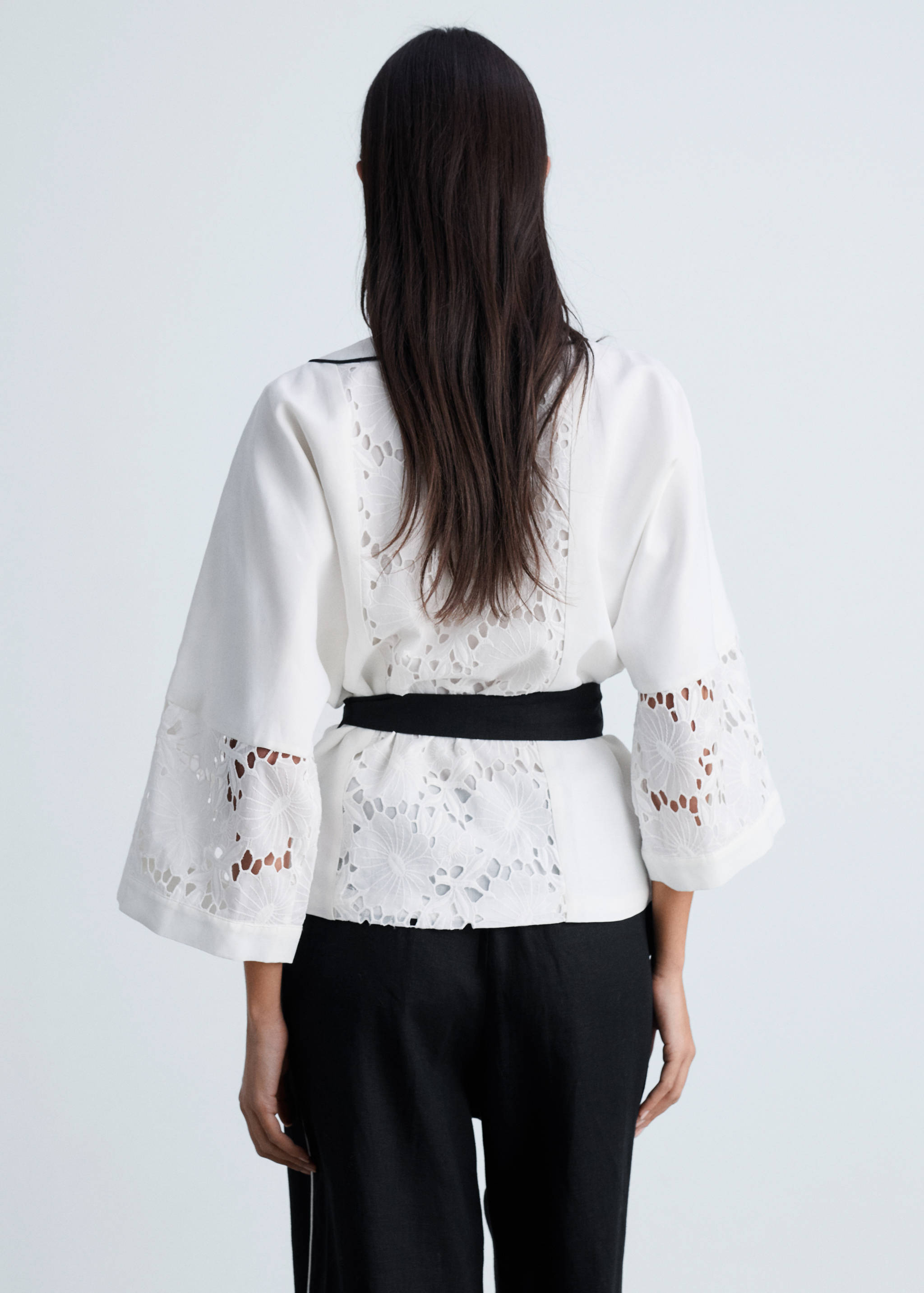 Linen-blend caftan with openwork details - Reverse of the article