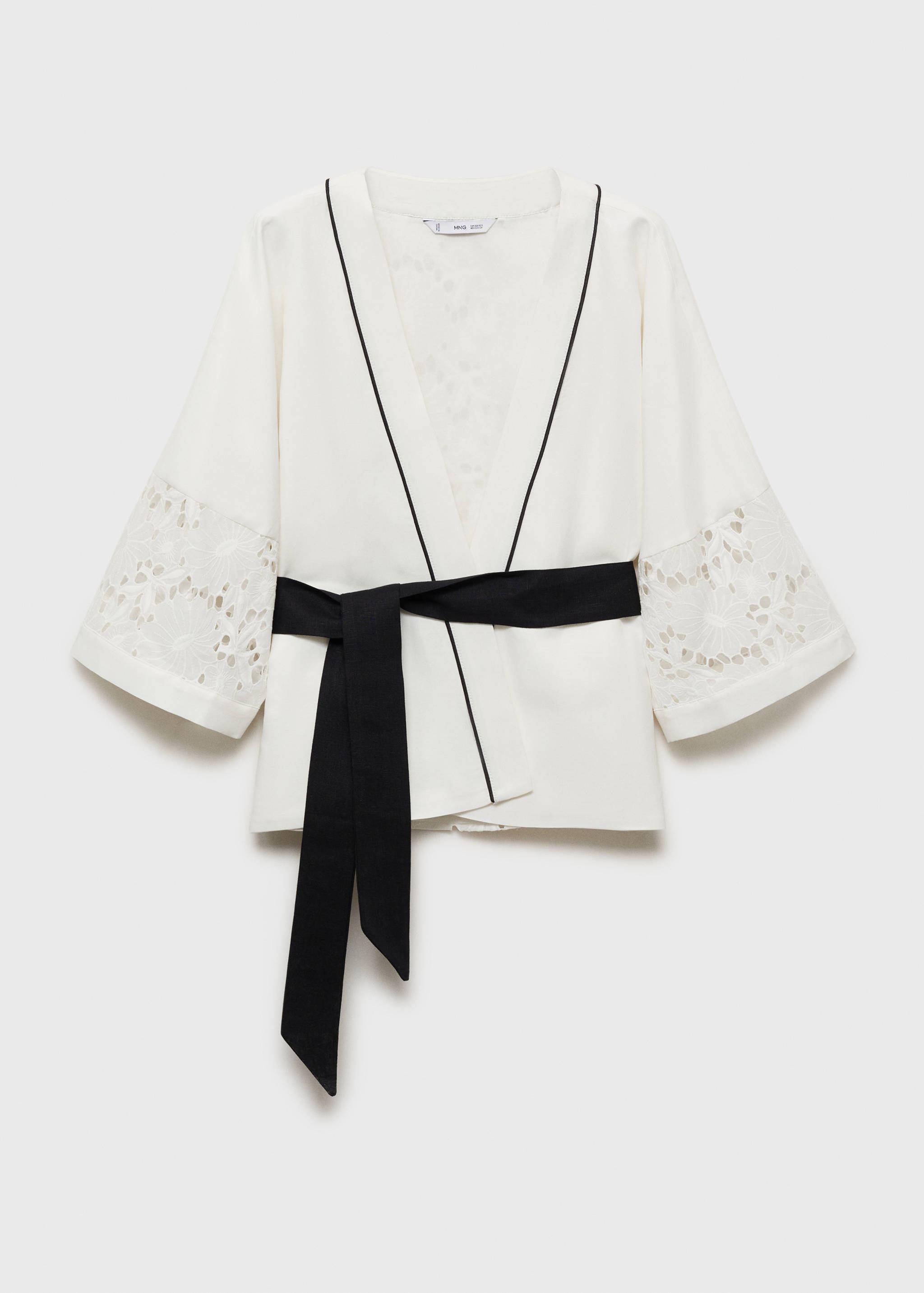 Linen-blend caftan with openwork details - Article without model