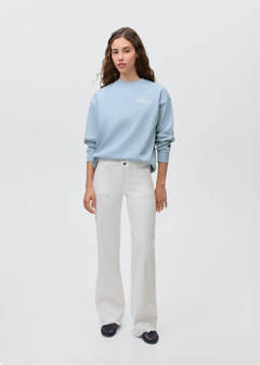 Cotton sweatshirt with printed message — Sky Blue 5