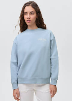Cotton sweatshirt with printed message — Sky Blue 7
