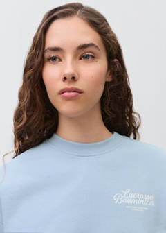 Cotton sweatshirt with printed message — Sky Blue 3