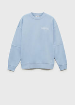 Cotton sweatshirt with printed message — Sky Blue 1
