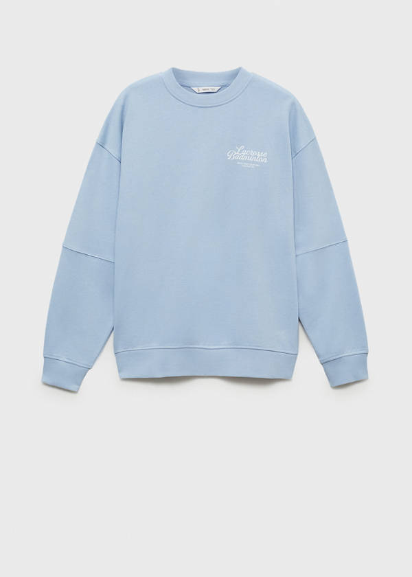 Cotton sweatshirt with printed message — Sky Blue