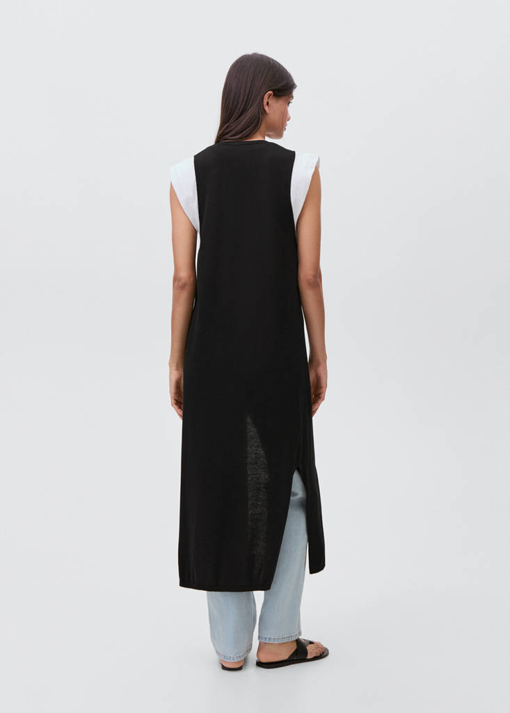 Long cotton gilet — Black