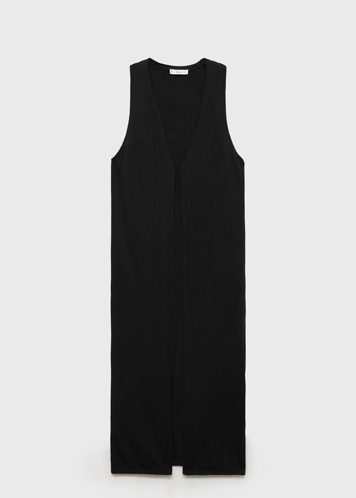 Long cotton gilet — Black