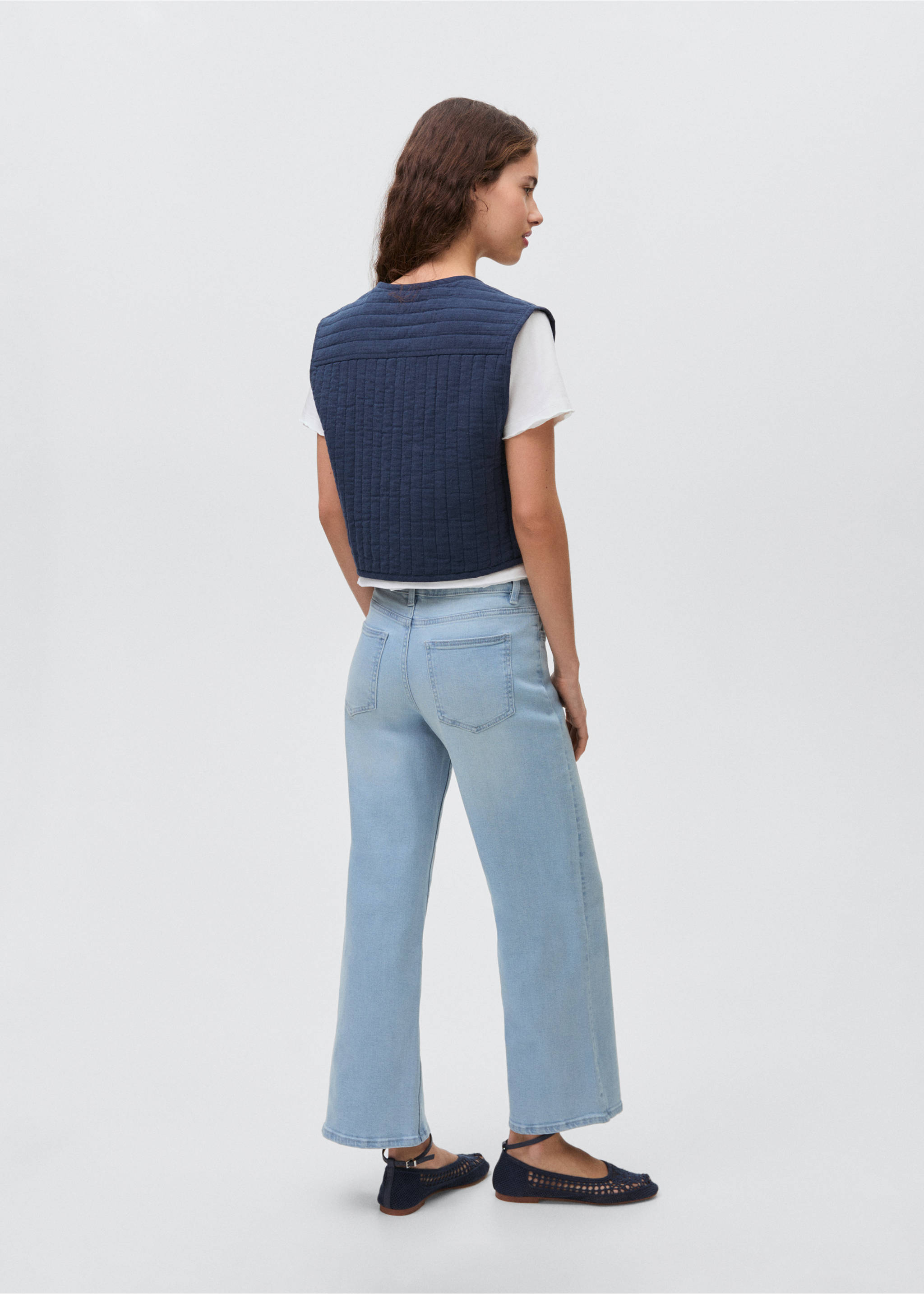 Embroidered cotton gilet - Reverse of the article, Dark Navy. Ref: 87064787-00.