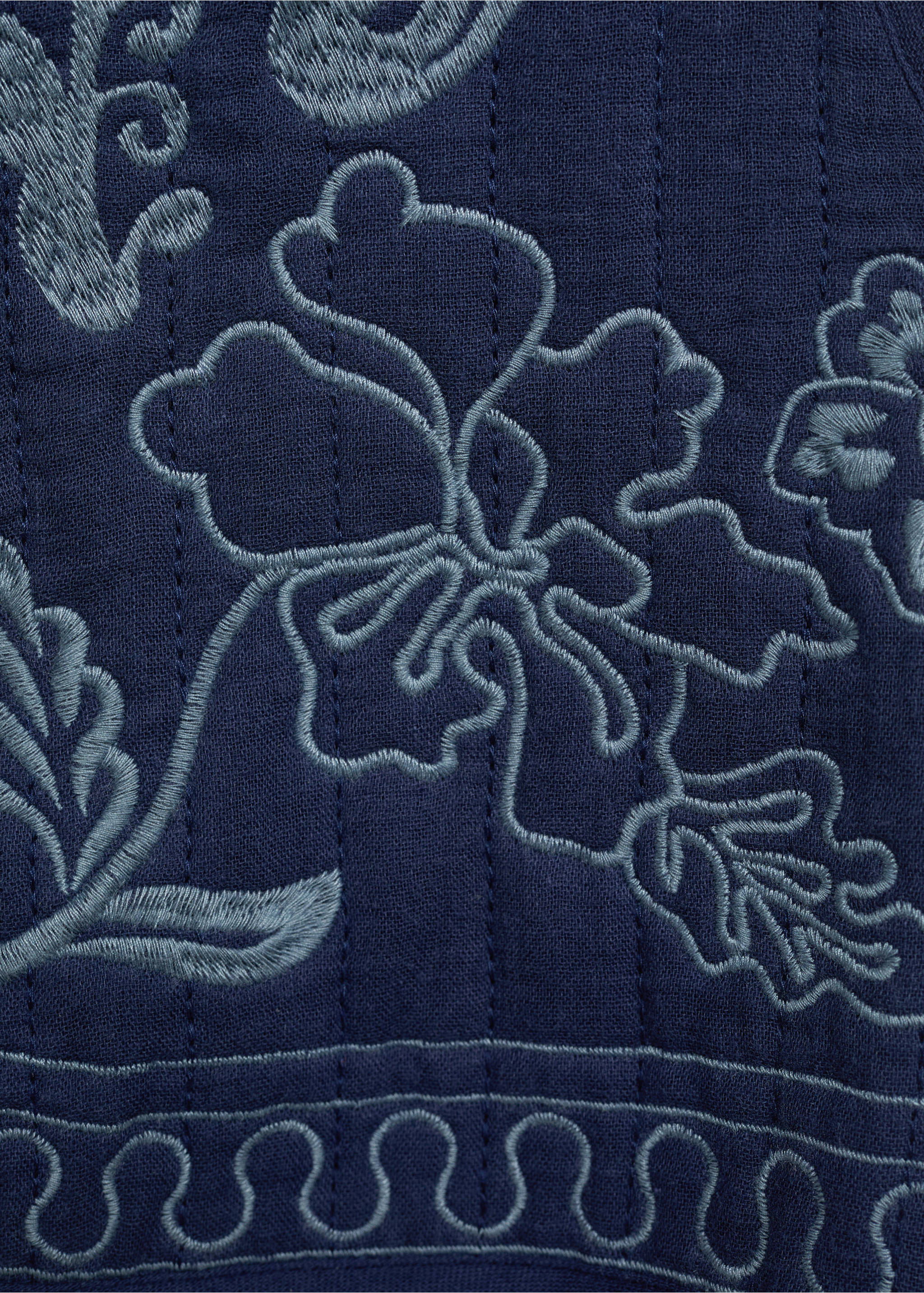 Embroidered cotton gilet - Details of the article 0, Dark Navy. Ref: 87064787-00.