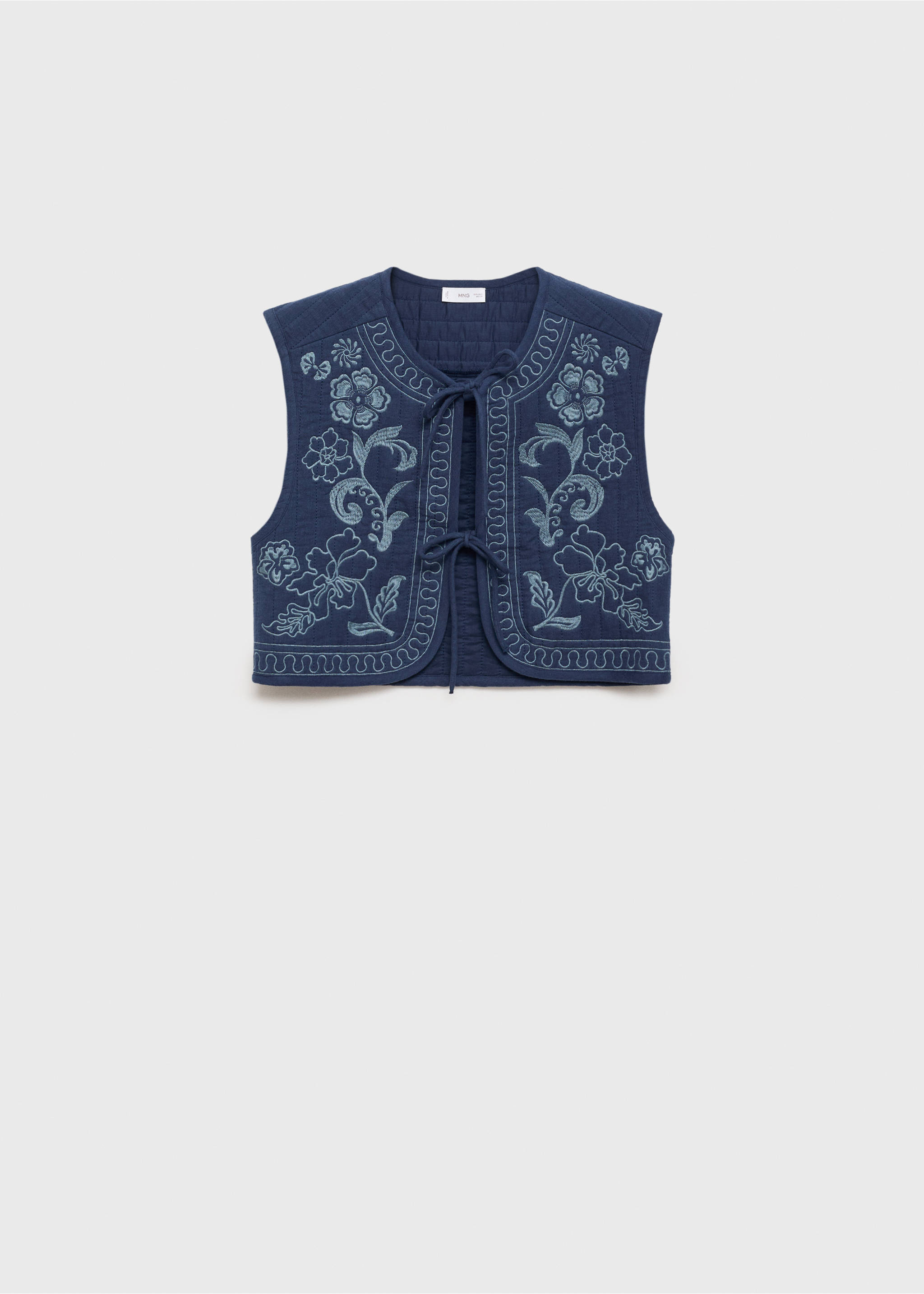 Embroidered cotton gilet - Article without model, Dark Navy. Ref: 87064787-00.