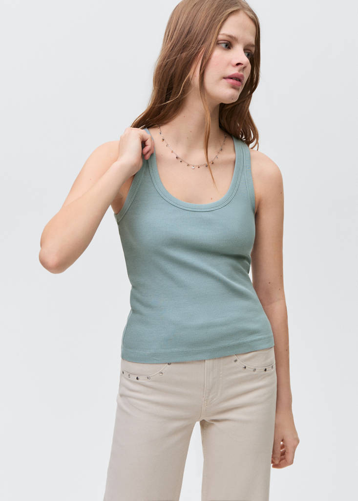 Ribbed top — Pastel Green